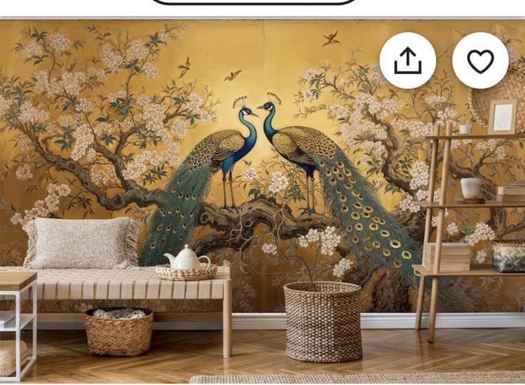 Tranh dán tường indochine phòng khách